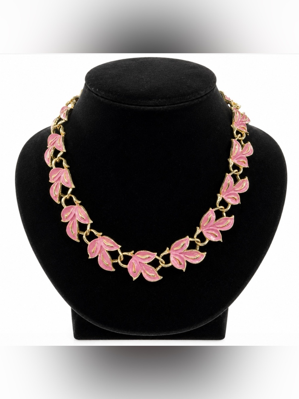 Coro Lilac Enamel Leaf Choker Necklace Vintage